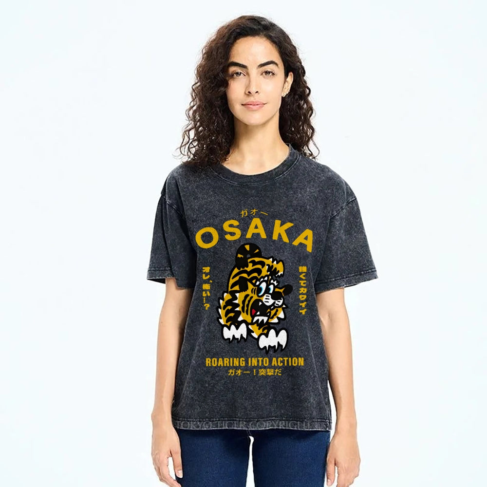 Osaka Tiger Vintage Wash Japanese Design T-Shirt
