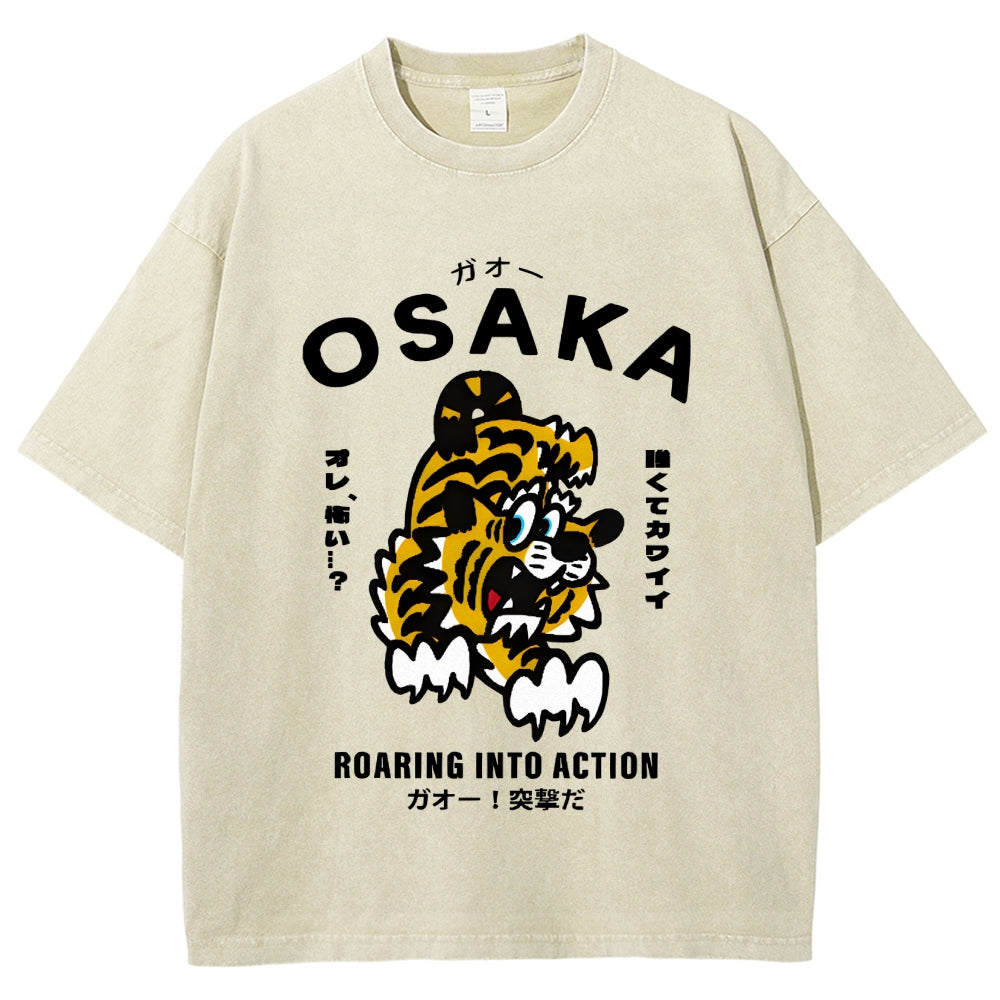 Osaka Tiger Vintage Wash Japanese Design T-Shirt
