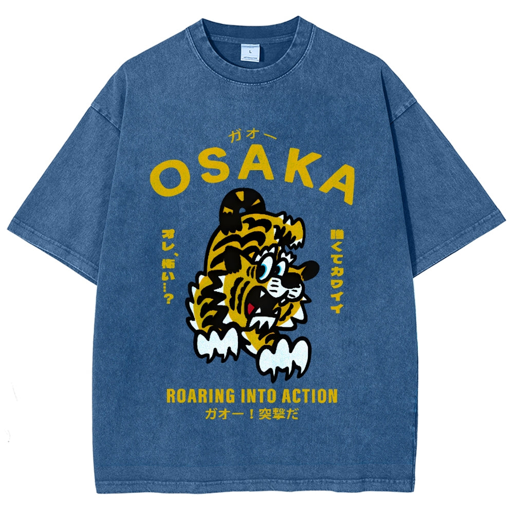 Osaka Tiger Vintage Wash Japanese Design T-Shirt