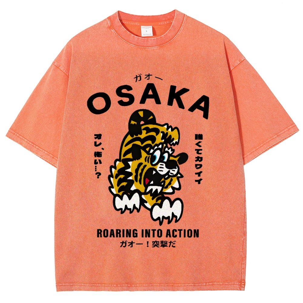 Osaka Tiger Vintage Wash Japanese Design T-Shirt