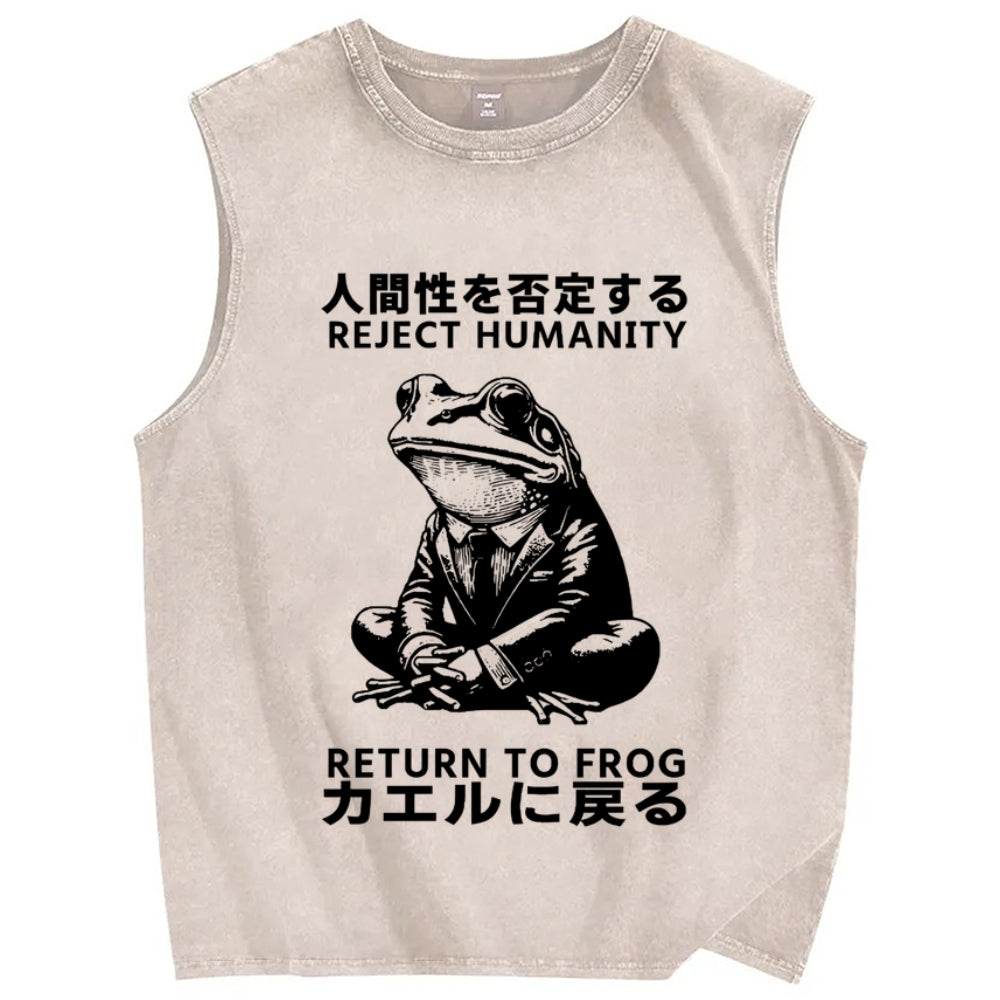 Reject Humanity Return To Frog Vintage Distressed Washed Tank Top