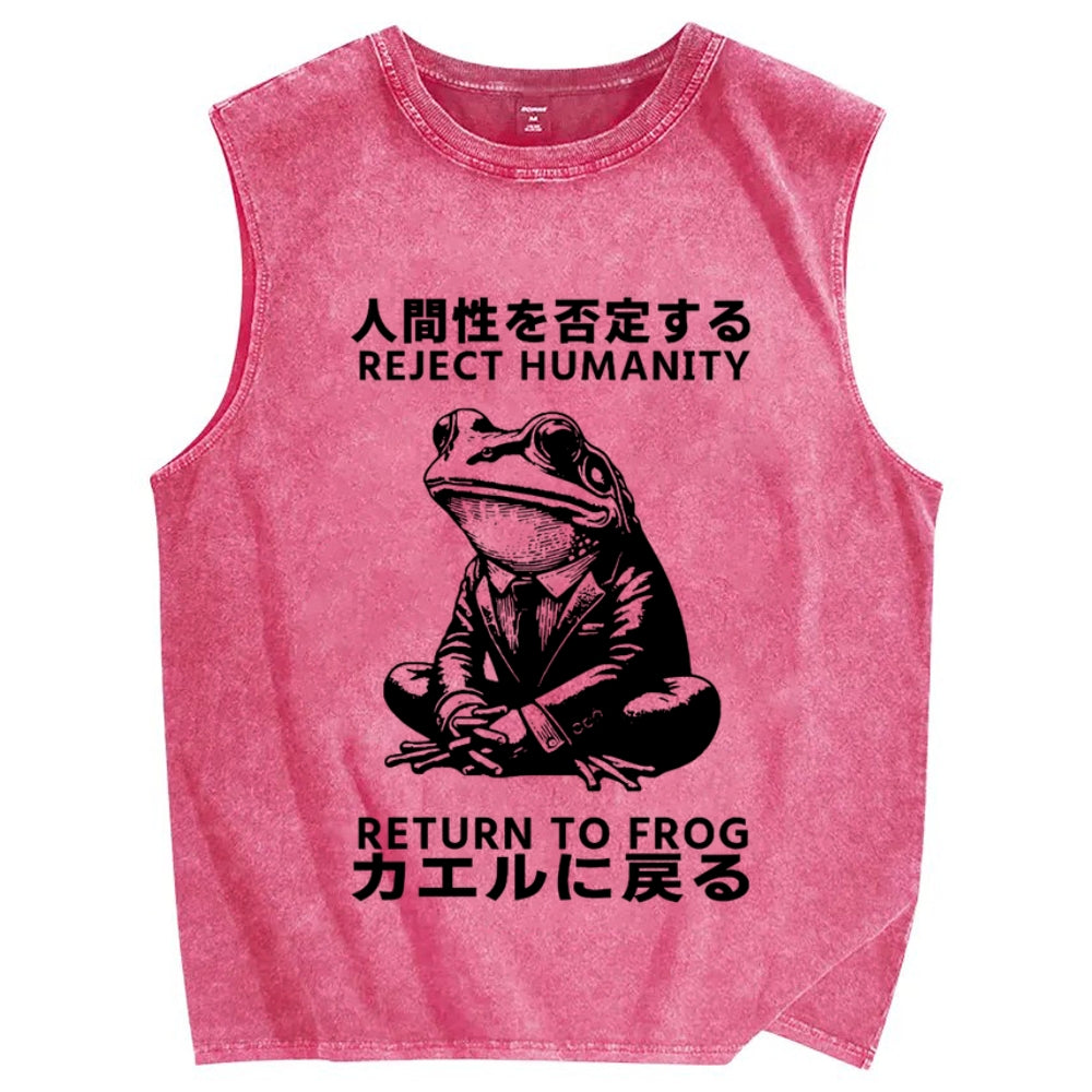 Reject Humanity Return To Frog Vintage Distressed Washed Tank Top