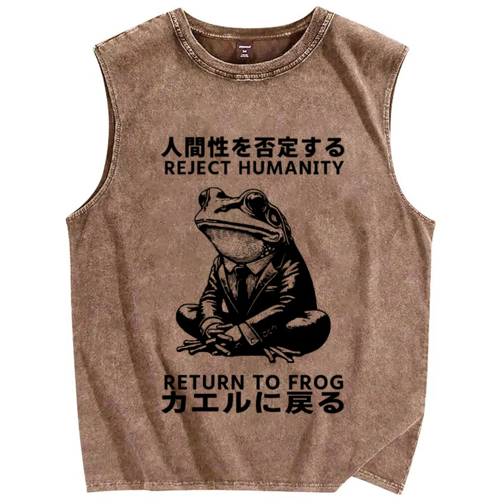 Reject Humanity Return To Frog Vintage Distressed Washed Tank Top