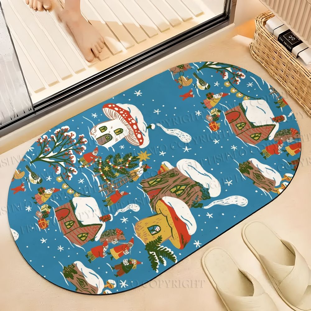 Christmas Printed Bath Mat