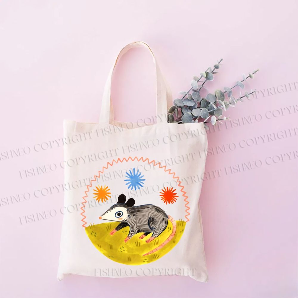 Cute Opossum Printed Tote Bag