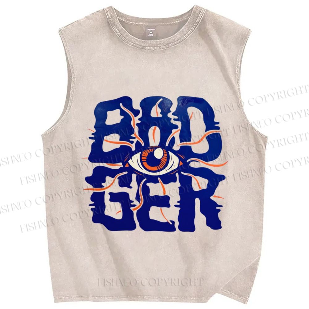 Unisex Bad Ger Eye Printed Washed Tank Top