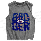 Unisex Bad Ger Eye Printed Washed Tank Top