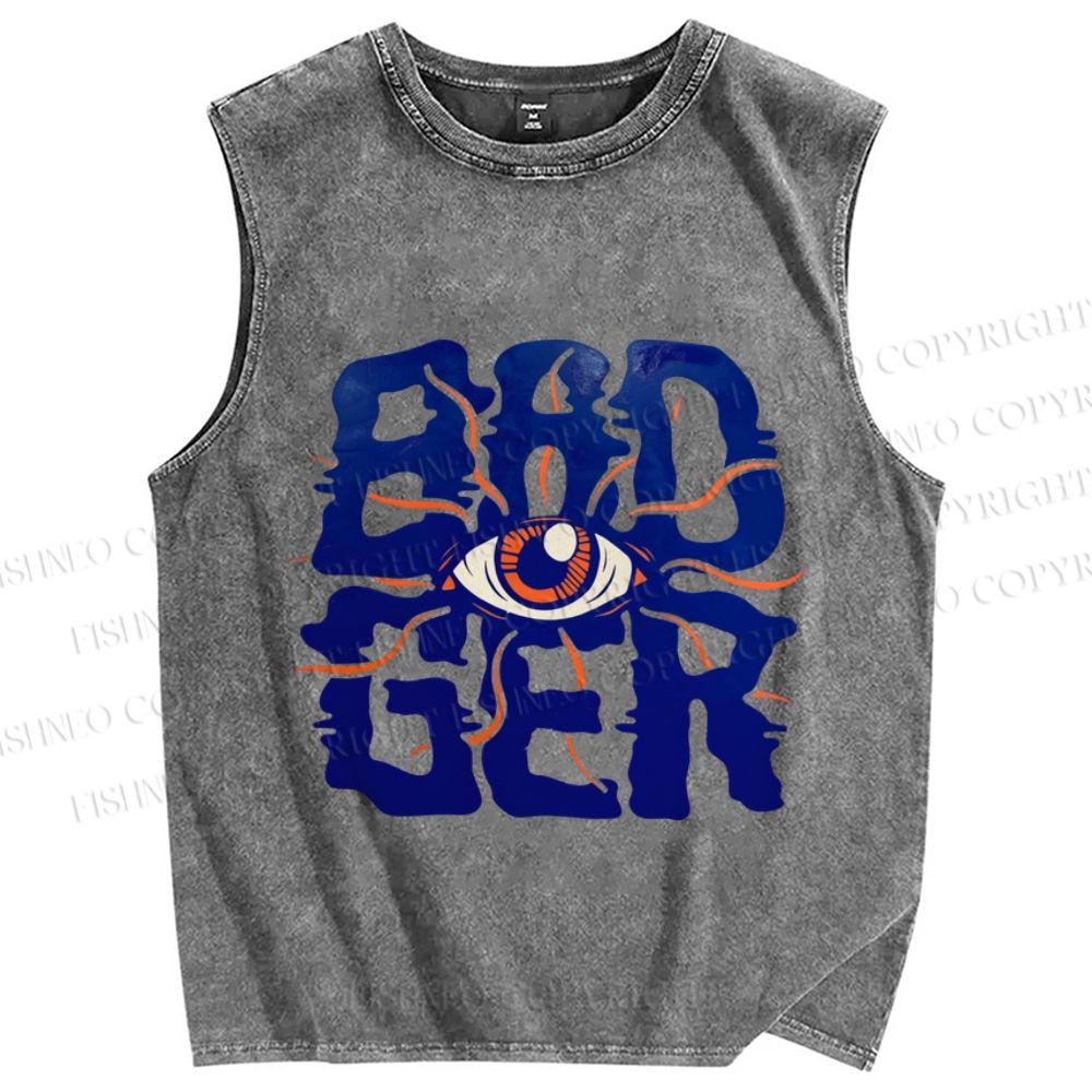 Unisex Bad Ger Eye Printed Washed Tank Top