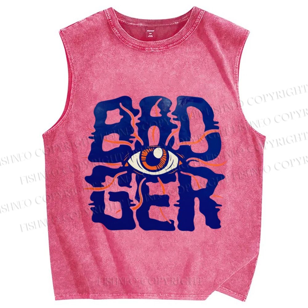 Unisex Bad Ger Eye Printed Washed Tank Top