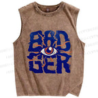 Unisex Bad Ger Eye Printed Washed Tank Top