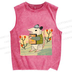 Unisex Postman Opossum Printed Washed Tank Top