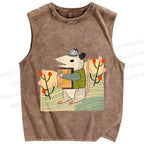 Unisex Postman Opossum Printed Washed Tank Top