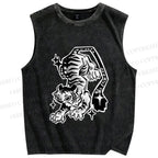 Unisex Shining Tiger Printed Washed Tank Top