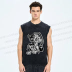 Unisex Shining Tiger Printed Washed Tank Top