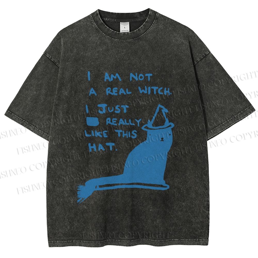 Unisex Cat Really Love This Hat Printed Washed Tee