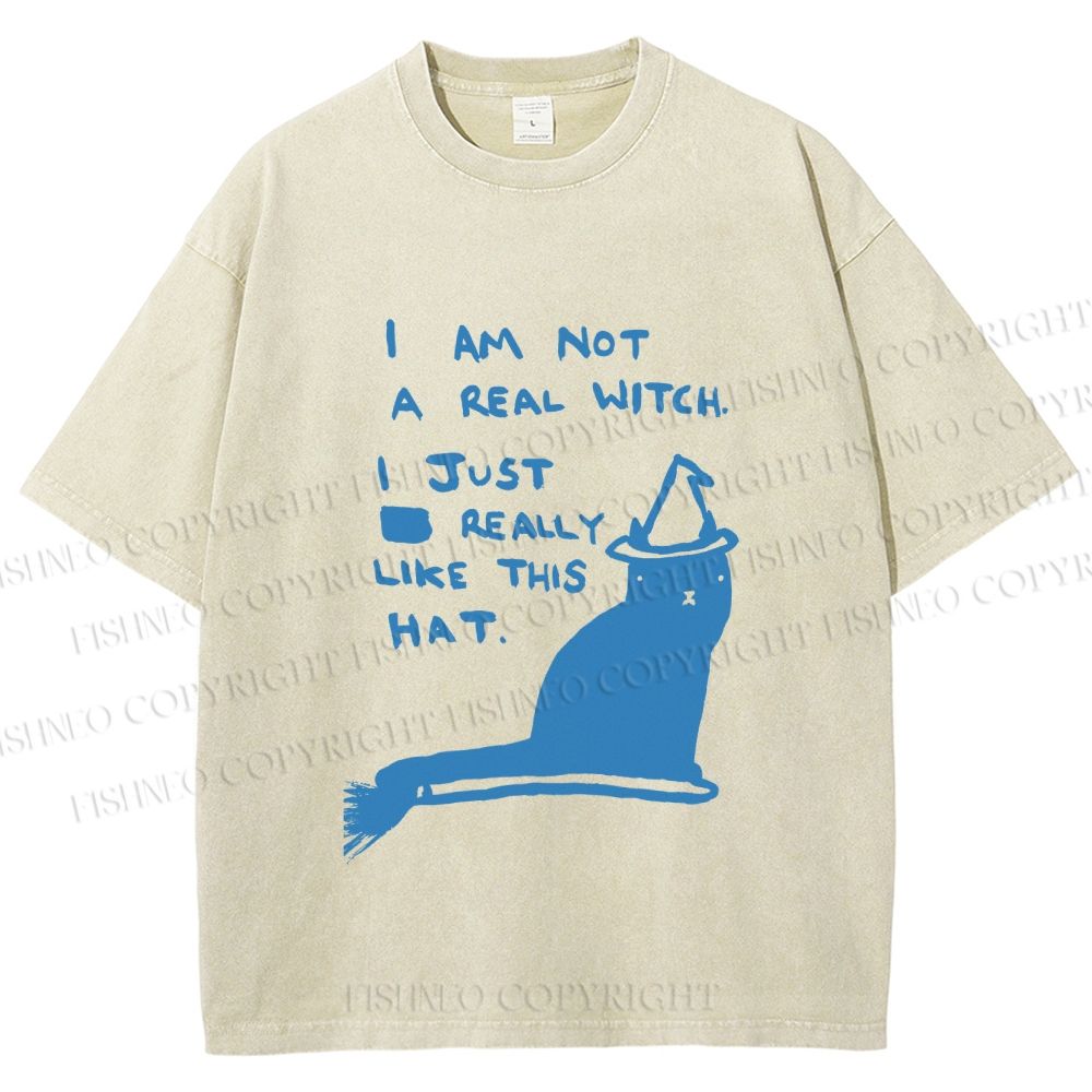 Unisex Cat Really Love This Hat Printed Washed Tee