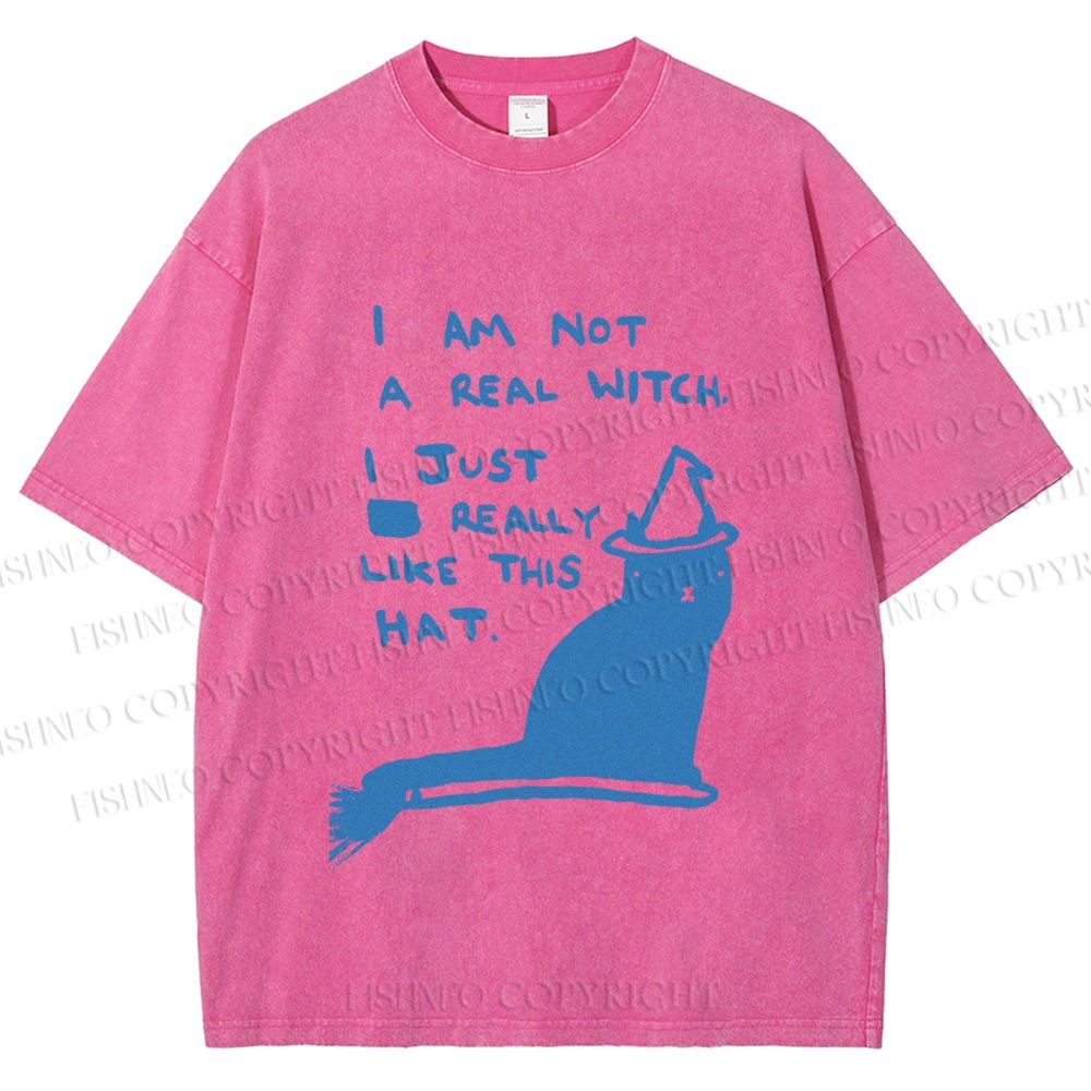 Unisex Cat Really Love This Hat Printed Washed Tee