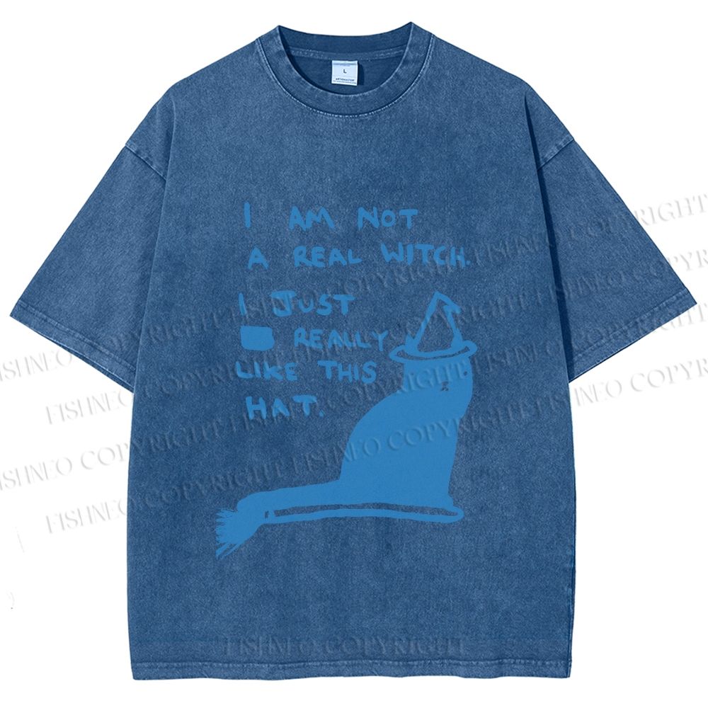 Unisex Cat Really Love This Hat Printed Washed Tee