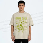 Unisex Tyrannosaurus rex Game Over Printed Washed Tee