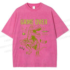 Unisex Tyrannosaurus rex Game Over Printed Washed Tee
