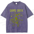 Unisex Tyrannosaurus rex Game Over Printed Washed Tee