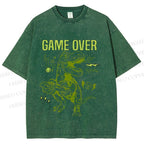 Unisex Tyrannosaurus rex Game Over Printed Washed Tee