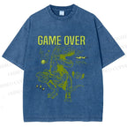 Unisex Tyrannosaurus rex Game Over Printed Washed Tee