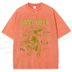 Unisex Tyrannosaurus rex Game Over Printed Washed Tee