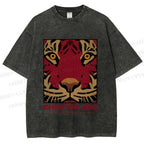 Unisex Zoo Tiger Poster Printed Washed Tee