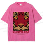 Unisex Zoo Tiger Poster Printed Washed Tee