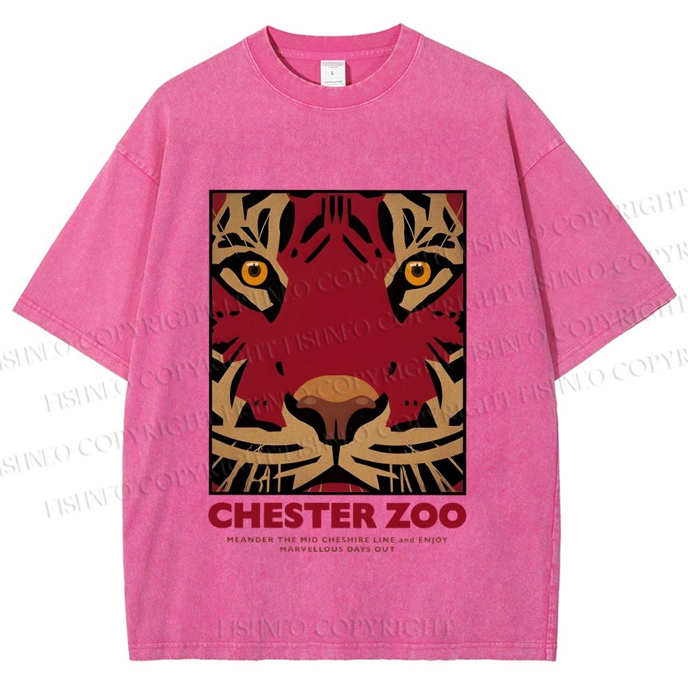 Unisex Zoo Tiger Poster Printed Washed Tee