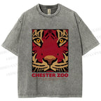 Unisex Zoo Tiger Poster Printed Washed Tee