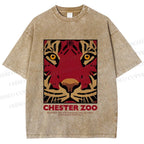 Unisex Zoo Tiger Poster Printed Washed Tee