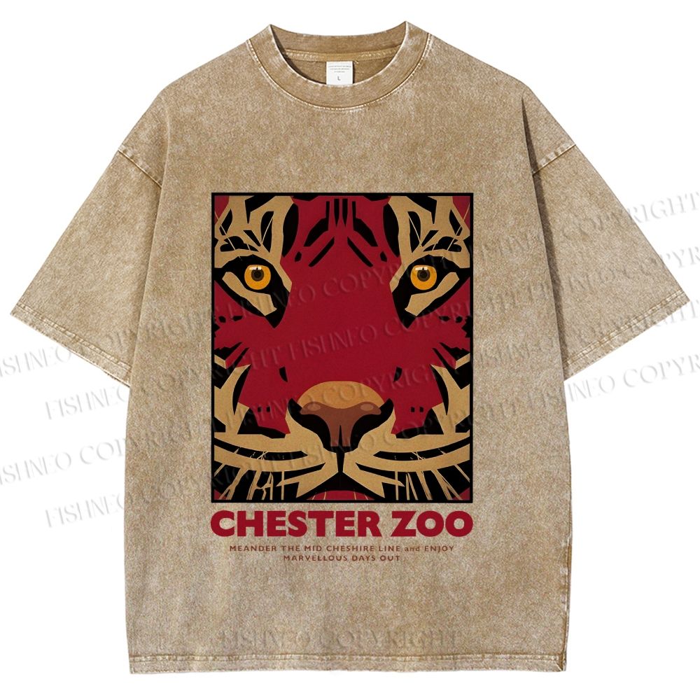 Unisex Zoo Tiger Poster Printed Washed Tee