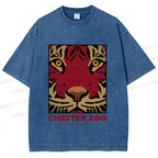 Unisex Zoo Tiger Poster Printed Washed Tee