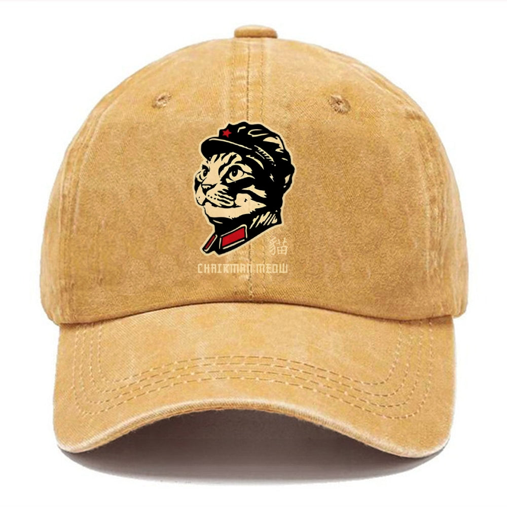 Chinese Spirit Cat Washed Cap
