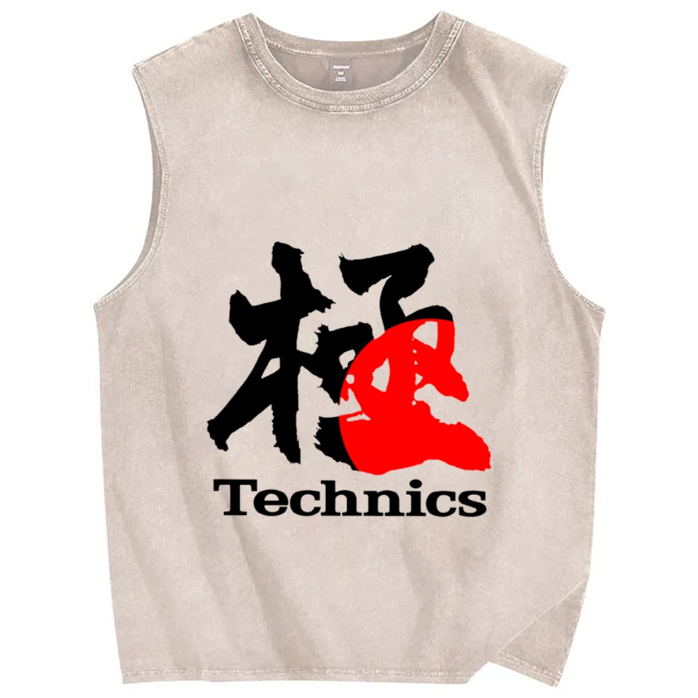 Technics Vintage Distressed Washed Tank Top