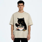 Cat Eating Favorite Ramen Washed T-Shirt