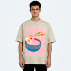 Unisex Washed Noodles Printed T-shirt Shirt