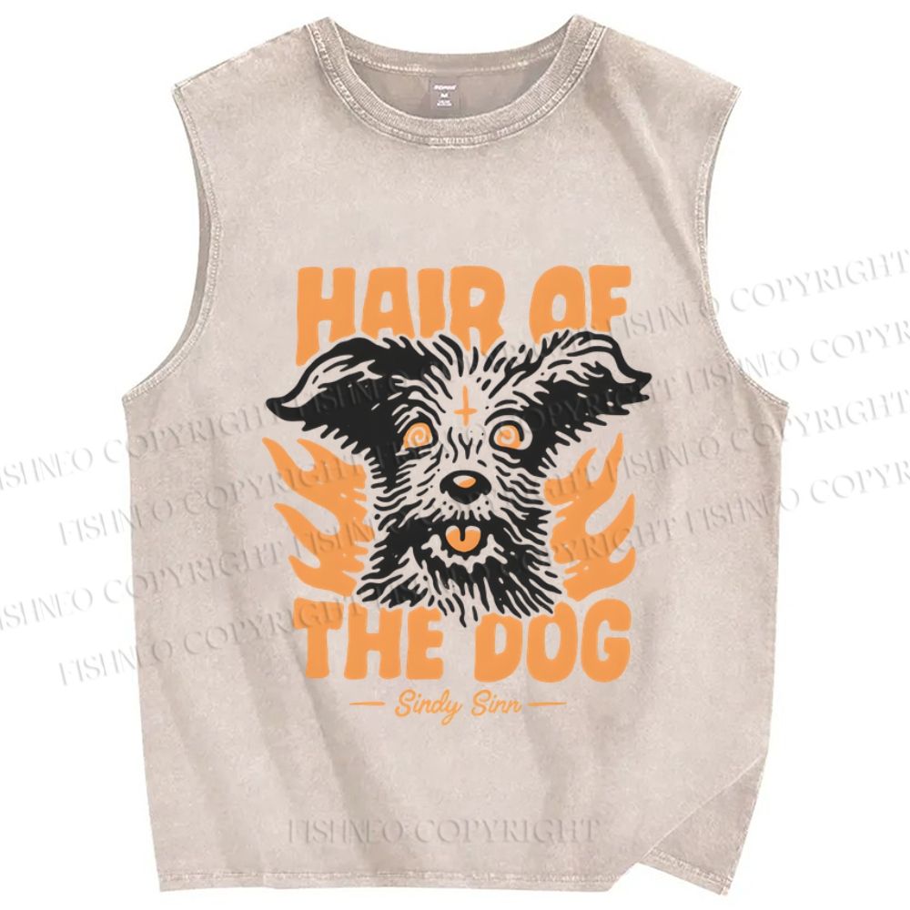 Unisex Hair Of The Dog Printed Washed Tank Top