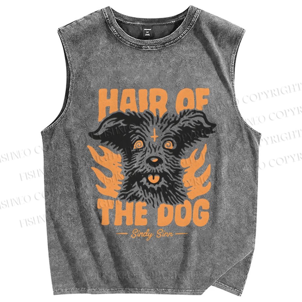 Unisex Hair Of The Dog Printed Washed Tank Top