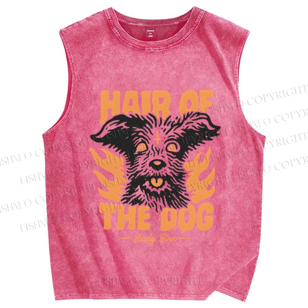 Unisex Hair Of The Dog Printed Washed Tank Top