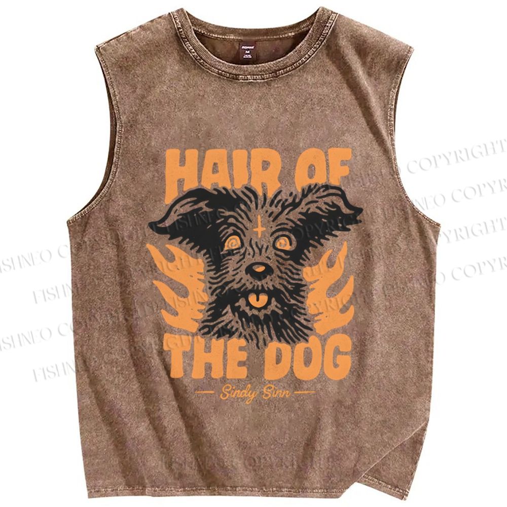 Unisex Hair Of The Dog Printed Washed Tank Top