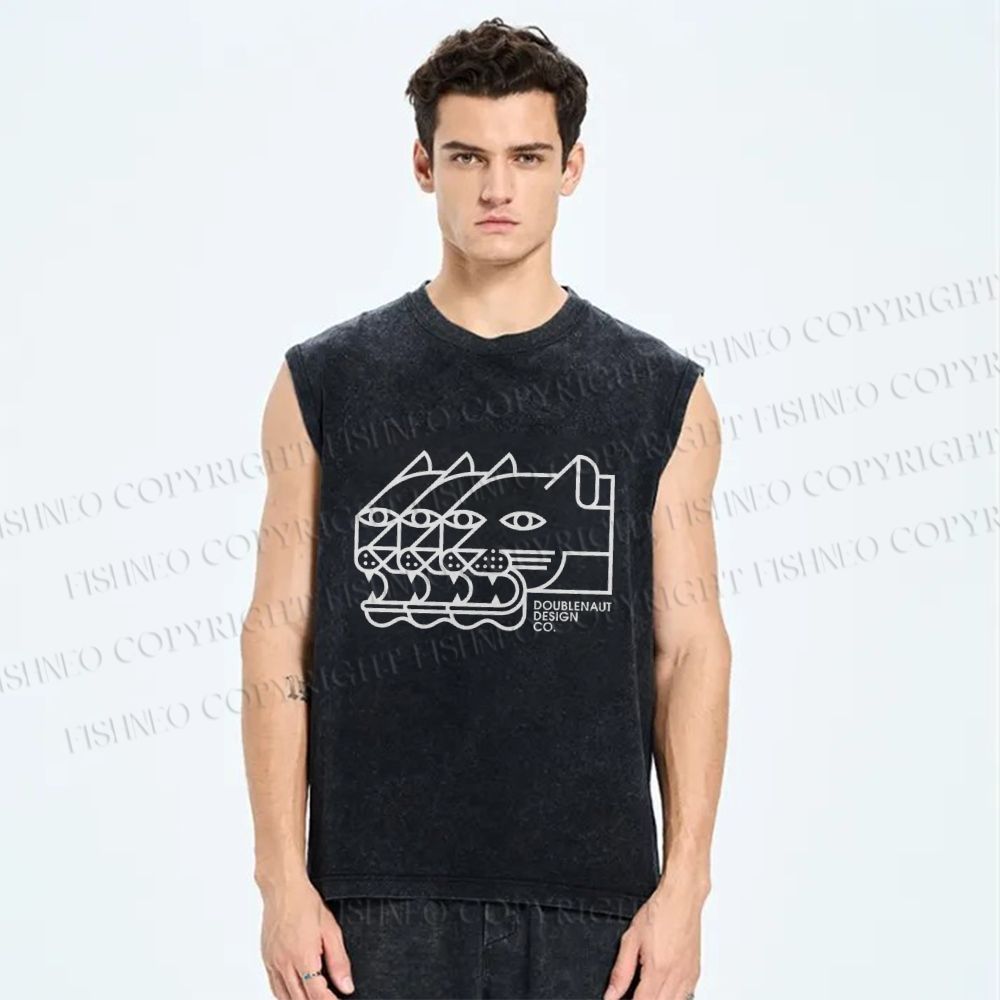 Unisex Doublenaut Printed Washed Tank Top