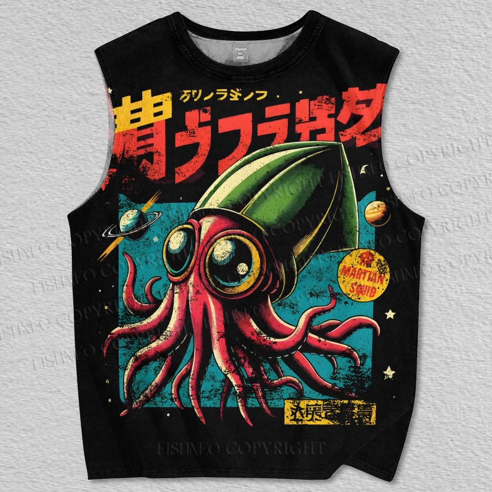 Unisex Martian Squid Printed Tank Top