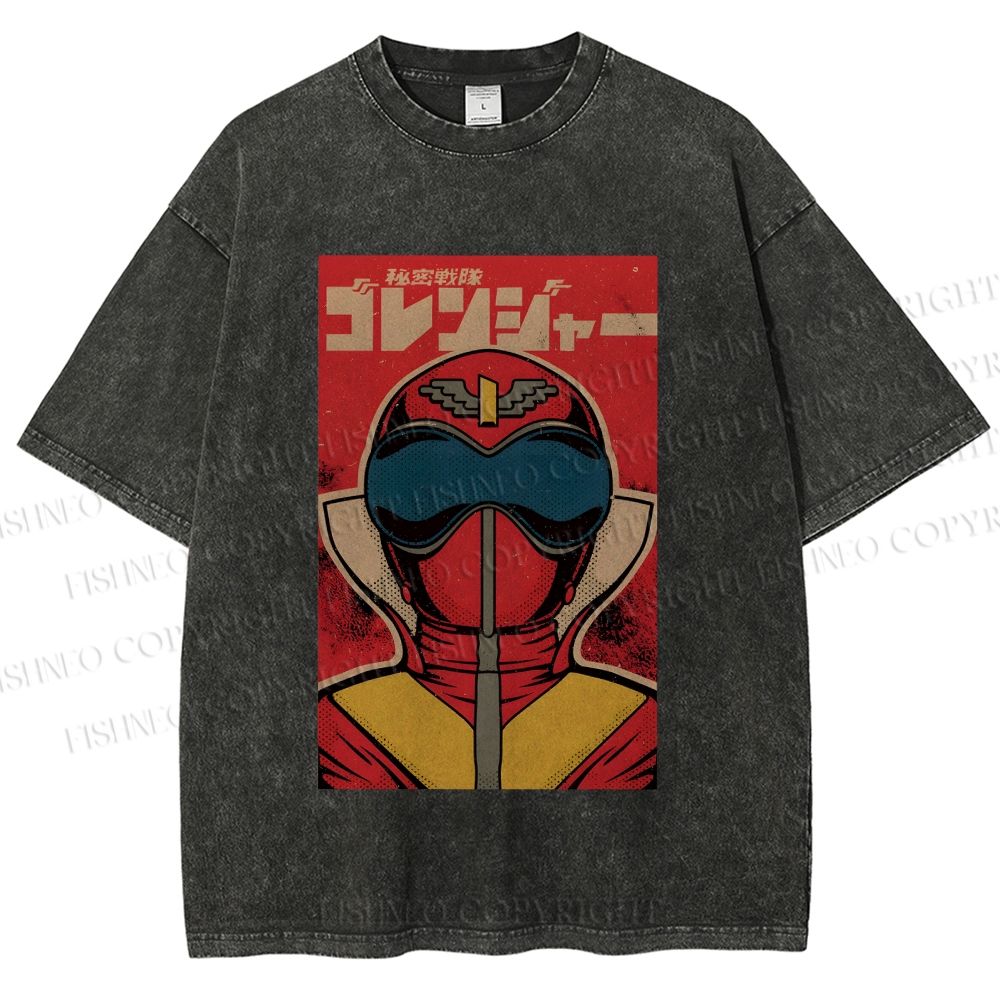 Unisex Himitsu Sentai Gorenger Akarenger Printed Washed Tee