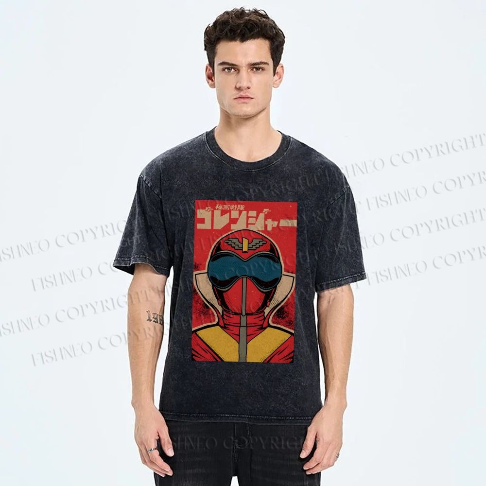 Unisex Himitsu Sentai Gorenger Akarenger Printed Washed Tee