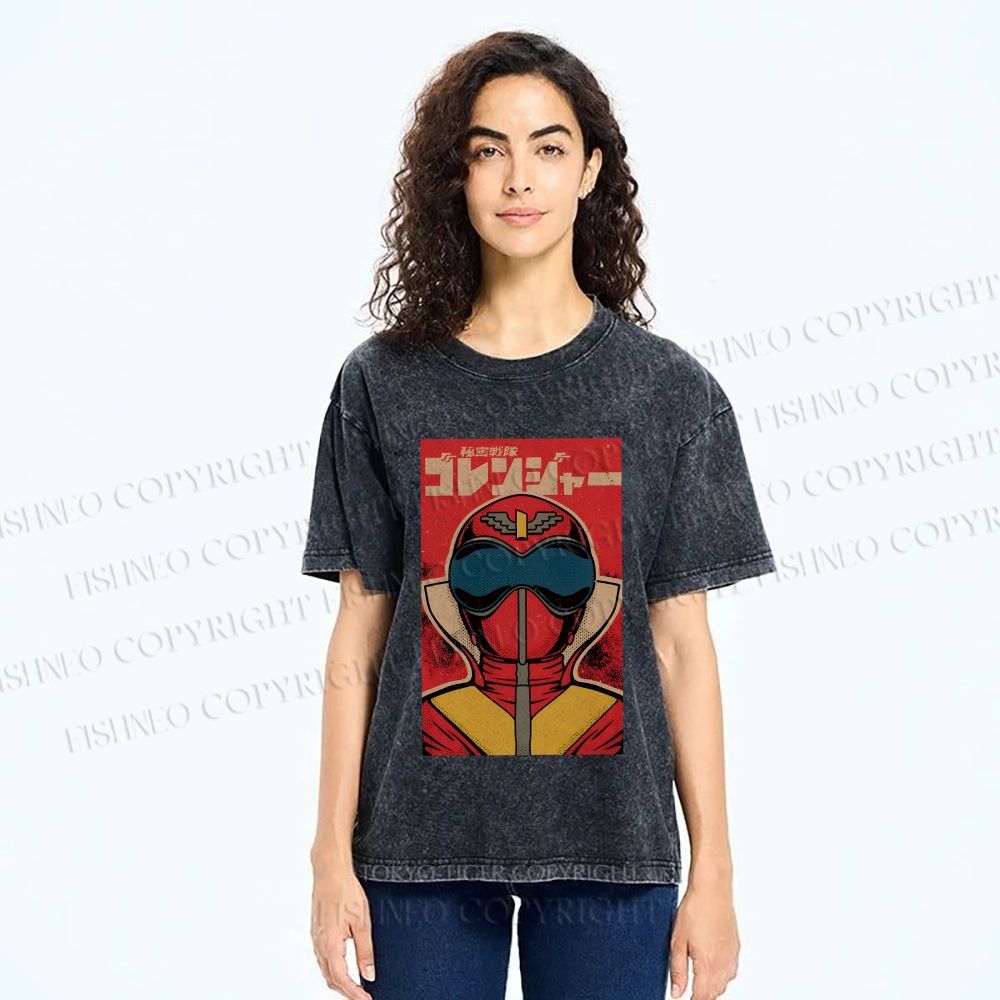 Unisex Himitsu Sentai Gorenger Akarenger Printed Washed Tee