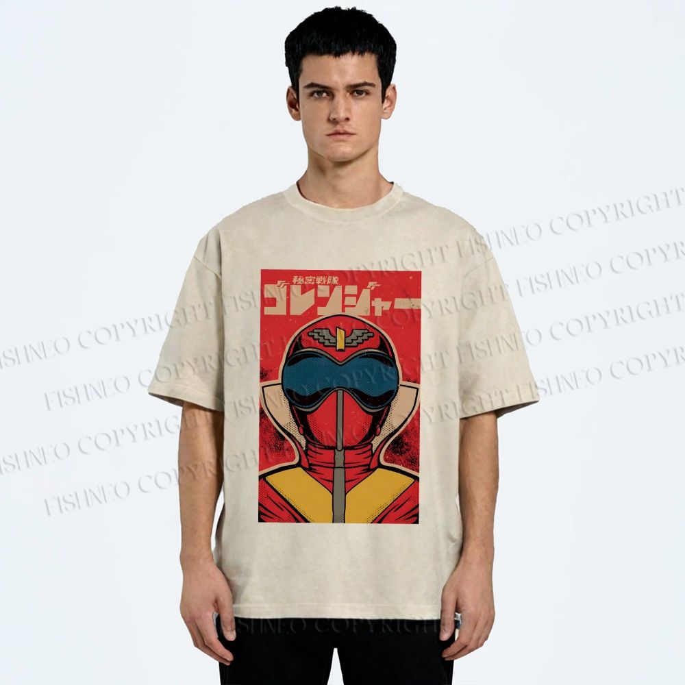 Unisex Himitsu Sentai Gorenger Akarenger Printed Washed Tee