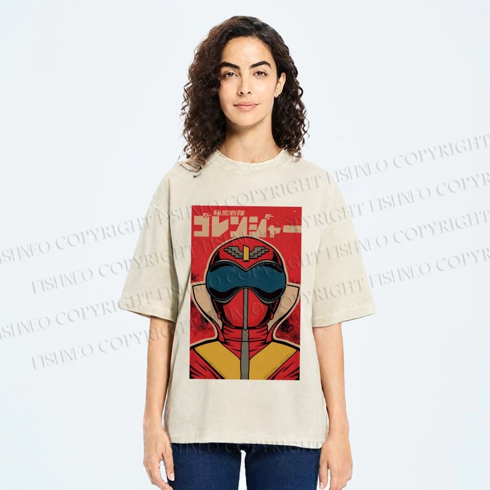 Unisex Himitsu Sentai Gorenger Akarenger Printed Washed Tee